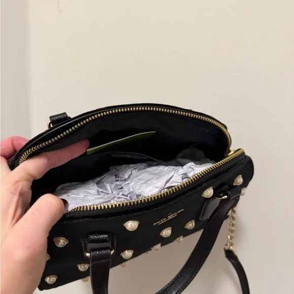 Kate Spade Bag | Black Velvet with Pearls - Picture 5 of 5